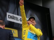 Luis León Sánchez con el maillot de líder de la París - Niza