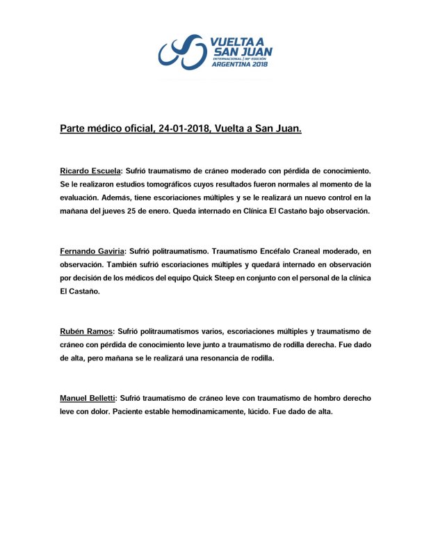 Parte médico de fernando Gaviria